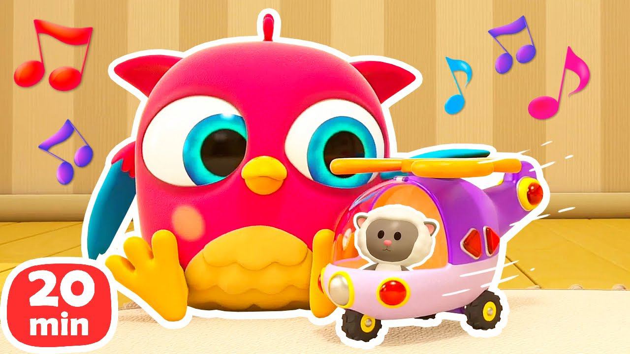 Совенок Хоп Хоп играет в вертолет с шариками! Веселые мультики для малышей