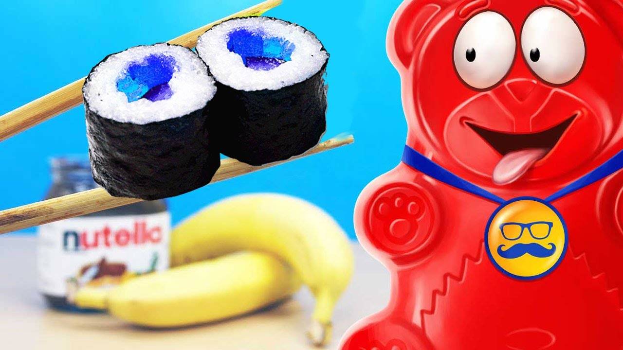 Как сделать сладкие суши из нутеллы и желейный медведь Валера