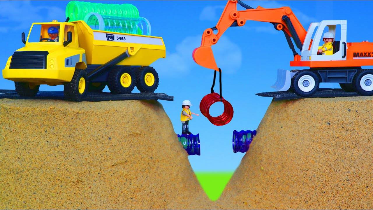 Лего Мультфильм с Машинками и Техникой: строим мост! Мультфильмы для детей из Лего!