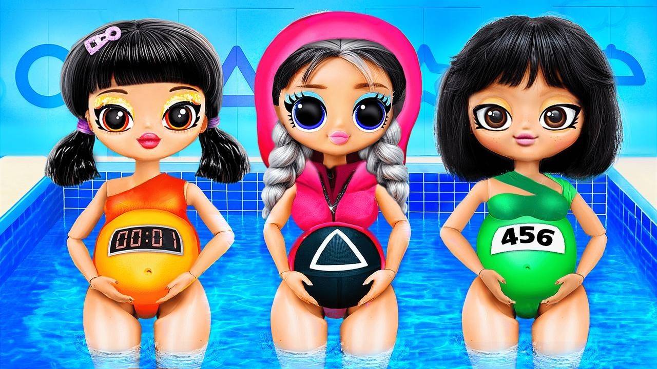 Куклы из Игры Кальмара стали мамочками! Поделки для кукол ЛОЛ ОМГ!