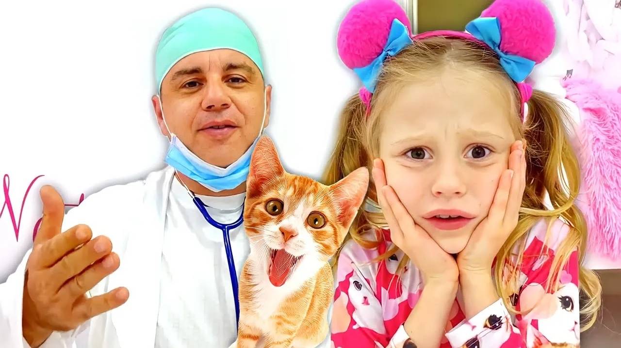 Настя учится воспитывать котят. Полезное видео для детей