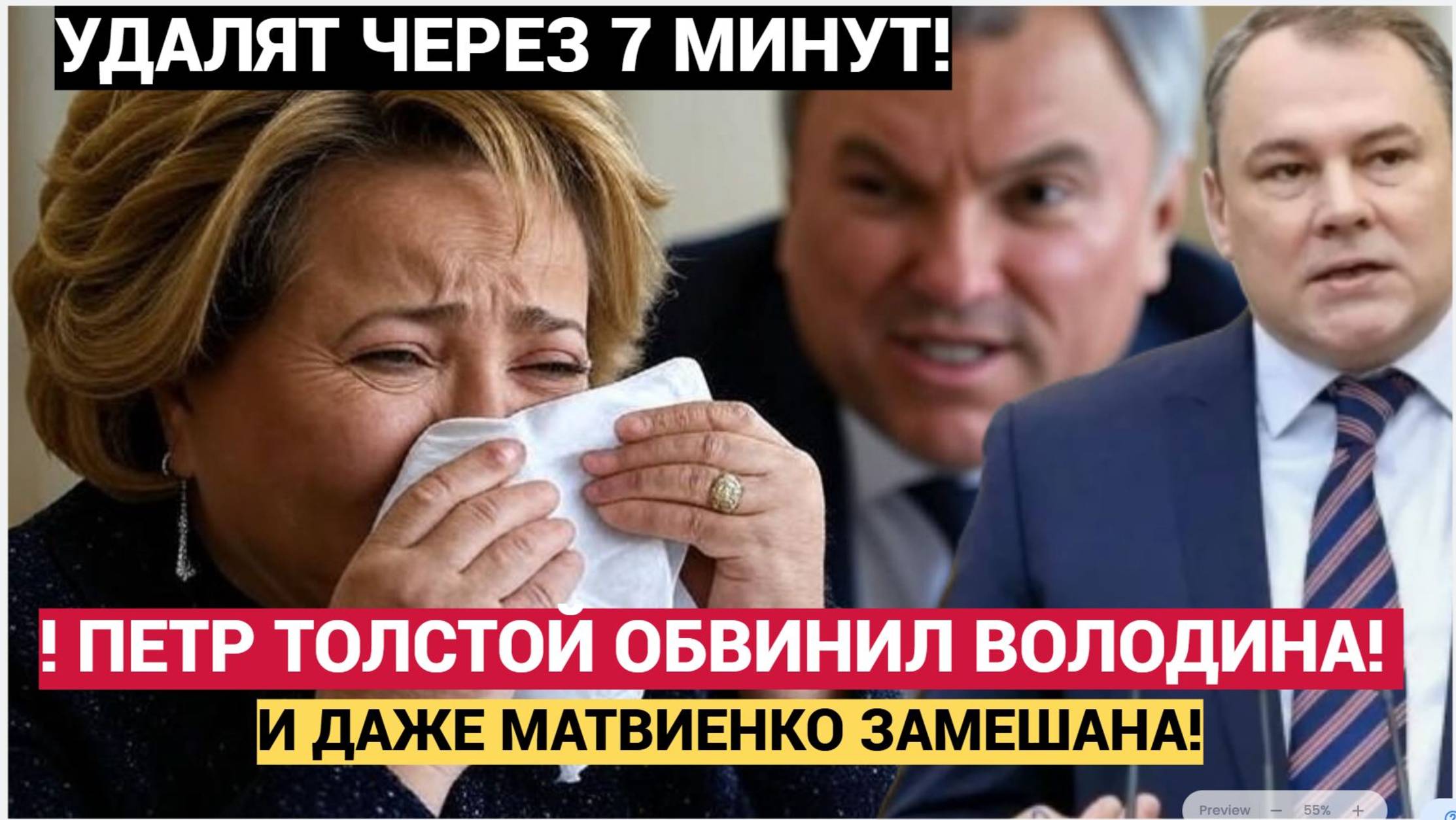 ВОТ ЭТО ПОВОРОТ! ГДЕ 50 МЛРД! ПЕТР ТОЛСТОЙ ОБВИНИЛ ВОЛОДИНА! МАТВИЕНКО ЗАМЕШАНА!