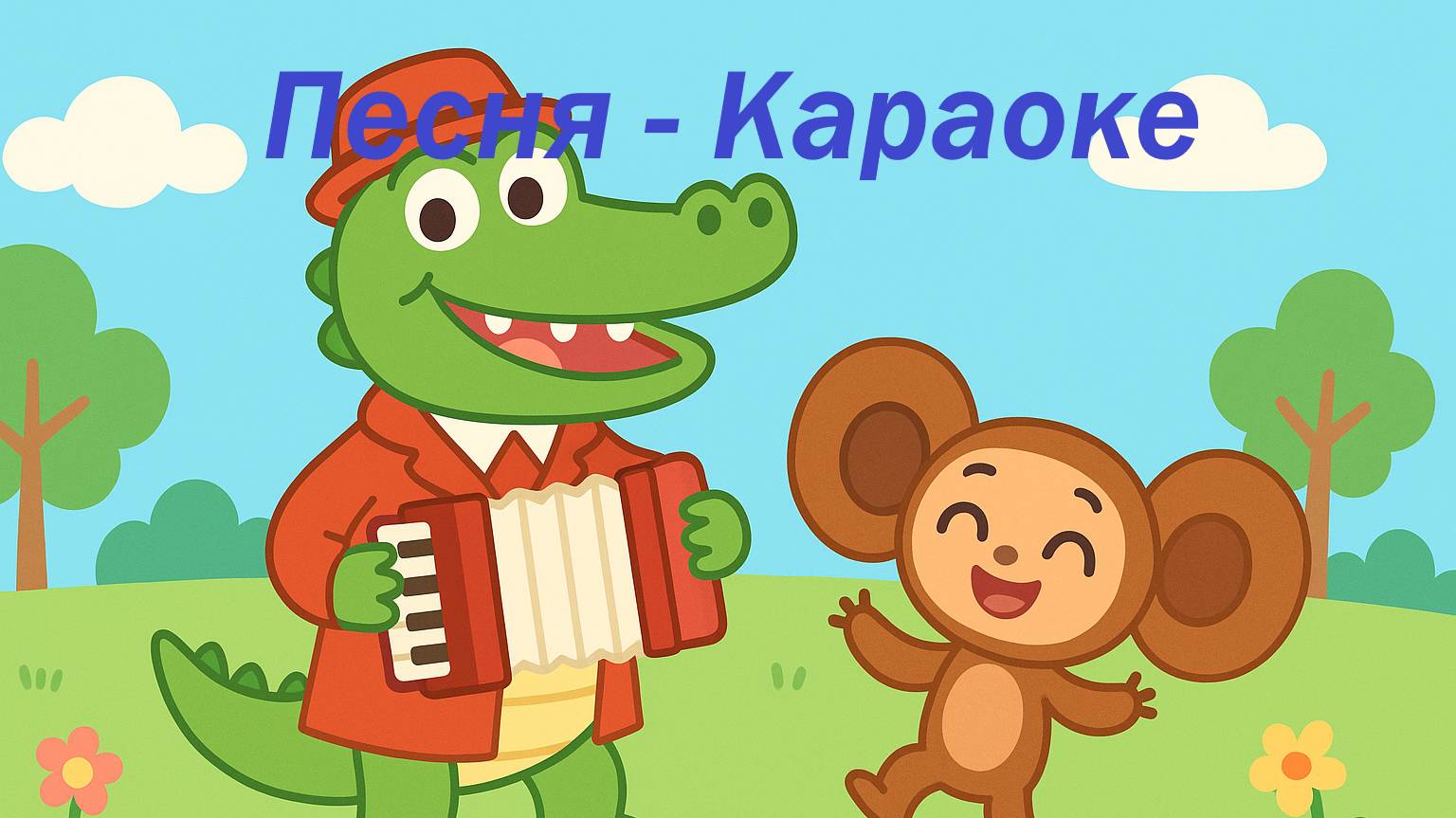 Детская песня-караоке! Анимация-песенка Крокодила Гены! Гена и Чебурашка поют и играют на гармошке!