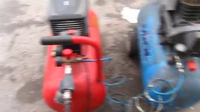 Красим авто двумя одноцилиндровыми компрессорами