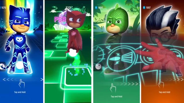 Catboy 🆚 Owlette 🆚 Gekko 🆚 Romeo PJ Masks Tiles Hop EDM Rush