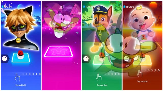 Cat Noir 🆚 Om Nom 🆚 Paw Patrol 🆚 Cocomelon Who Is Best🎯 in Tiles Hop EDM Rush🎶